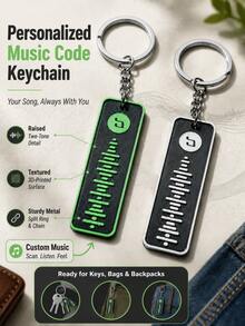 1 pieza Llavero personalizado con código de Spotify, 24 colores disponibles, diseño personalizado, regalo de música impreso en 3D - Negro - Ver 1