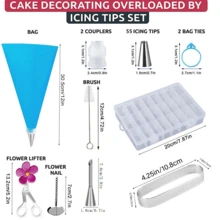 Juego de 115 piezas para decorar pasteles, boquillas para manga pastelera, mangas, herramientas de repostería, moldes ovalados para pasteles, con caja de almacenamiento, utensilios de cocina, herramientas de horneado, crema de postre, queso crema, glaseado, mermelada, mantequilla, masa de pan, repostería DIY, diseño creativo popular para puré de patatas, chocolate, helado, donut, forma de flor exquisita hecha a mano, fiesta de cumpleaños, reunión familiar, celebración de vacaciones, regalo perfecto para entusiastas de la repostería - Ver 3