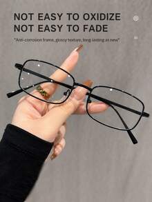 1 pieza Gafas de hombre con marco delgado de plata, estilo japonés - Multicolor - Ver 2