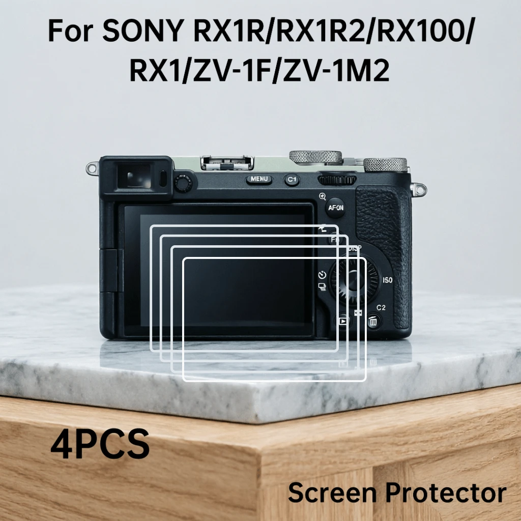 Juego de 4 piezas de accesorios de protección para cámara DSLR mini, compatible con cámaras de marca . Incluye accesorios de película protectora para RX1R/RX1R2/RX100/RX1/ZV-1F/ZV-1M2. - Ver 1