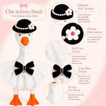 7 Inch Desktop Goose Dress-Up Set - Cute Spring/Summer Mini Desktop/Car Goose Outfit With Dress, Hat, Necklace - Mini Porch Goose Clothes Accessories For Home Office Decor (Goose Statue Not Included) - A - View 4