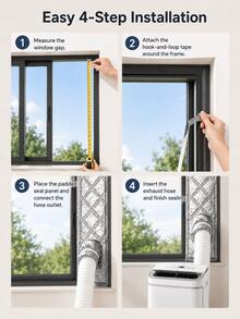 1pc Thickened Insulated Portable AC Window Seal Kit, Silver Reflective Padded Exhaust Hose Seal Panel For Sliding Windows - Aluminum Foil Plus Cotton - View 5