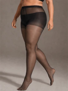GNIM HL 1/3 Pairs Plus Size Solid Tights Pantyhose For Women High Waist Sheer Stockings For Ladies Dress Office/Daily - Black - View 7