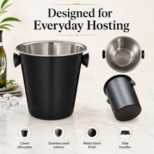 25cm Beverage Ice Bucket, Black Body With Stainless Steel Inner Liner, Desktop Ice Bucket With Side Handle - View 7