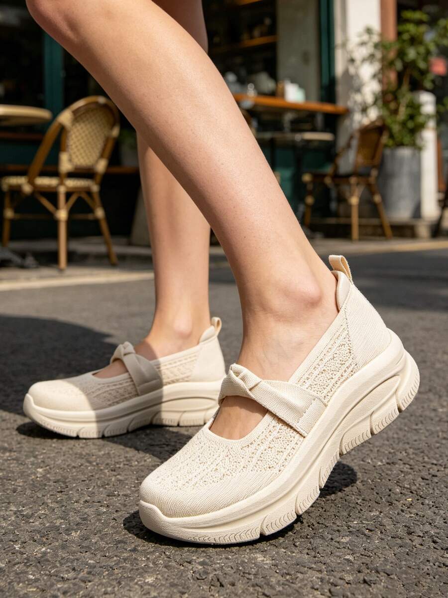 Skechers 女款休閒一腳蹬鞋,舒適輕量透氣網布運動鞋,適合戶外穿著,柔軟涼爽,159117-NAT - 自然色 - 查看 1
