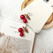 Vintage Cherry Metal Dust Plug Charging Port Dust Plug Pendant Charm Waterproof Universal For Apple And Android Phones - Multicolor - View 1