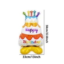2個裝 站立式底座生日蛋糕氣球 星形蛋糕氣球 3層彩色生日蛋糕氣球 適用於生日派對 週年慶祝裝飾 - 彩色 - 查看 2