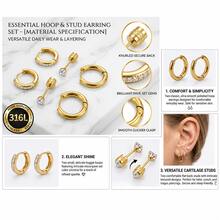 High Quality 6pcs/Set 316L Stainless Steel Hoop Earrings, Gold/Black/Rose Gold/Silver, Elegant, Fashionable, Hypoallergenic Zirconia Stud Earrings, Lightweight Fit Earrings, Daily Wear Pierced Jewelry, Unisex Exquisite Earrings - Multicolor - View 3