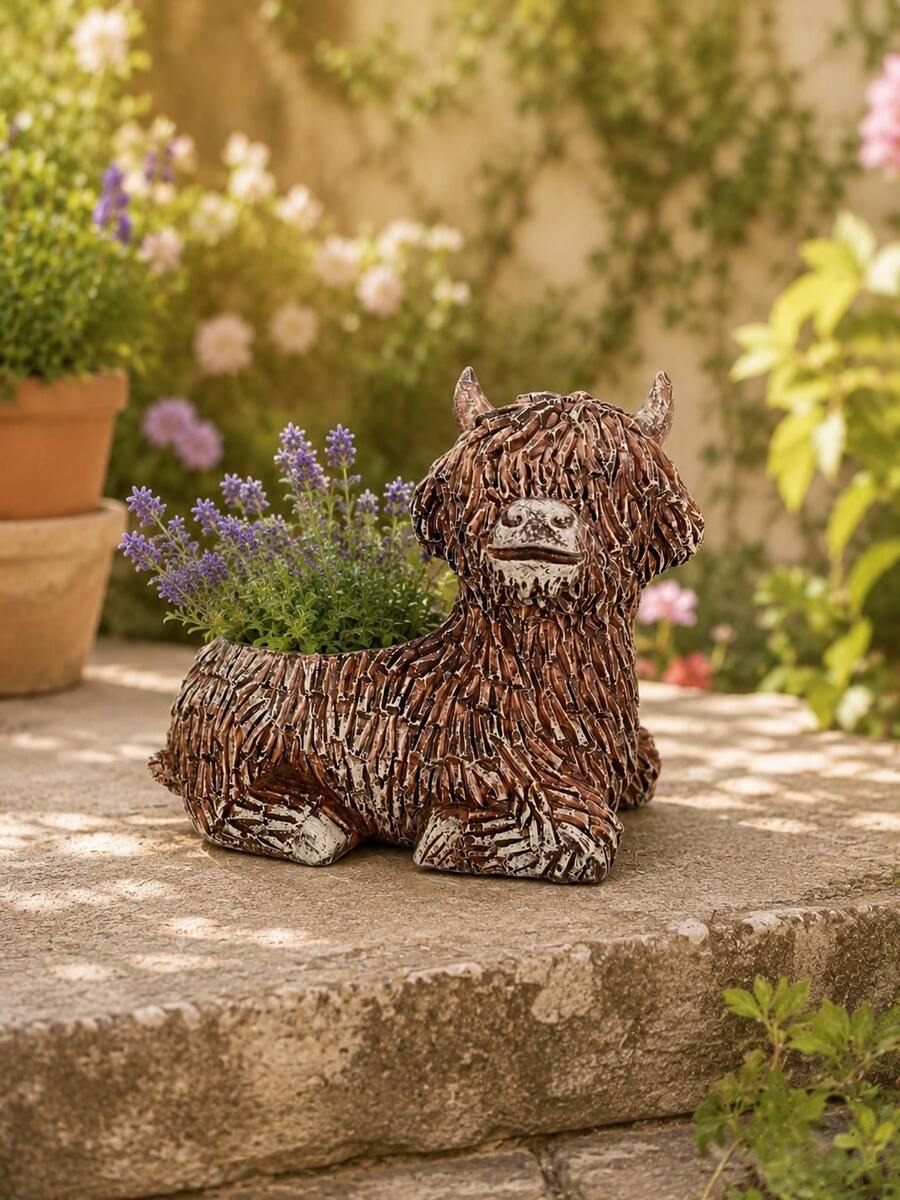Highland Cow Succulent Planter Cute Resin Yak Animal Flower Pot Indoor Desk Garden Decor Gift - Highland Cow Planter - View 1
