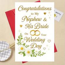 1pc Funny Gift - Elegant Wedding Congratulations Card For Nephew And His Bride, Perfect For Family Gift Giving On Their Special Wedding Day Celebration - Multicolor - View 11