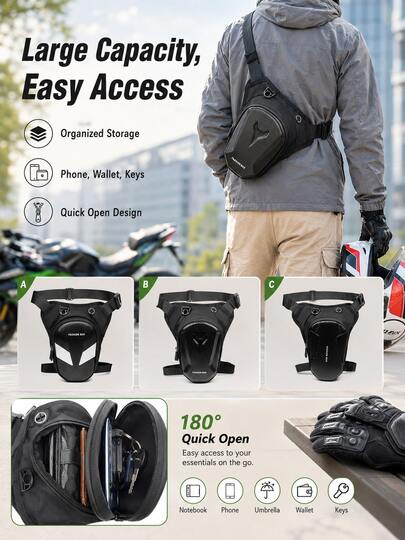Motorcycle Leg Bag, Unisex Tactical Thigh Bag, Waterproof Hard Shell Riding Waist Bag, Adjustable Shoulder Strap Earphone Hole Waist Bag, Crossbody Hip Bag, Suitable For Riding, Cycling, Hiking, Traveling Motorcycle Accessories