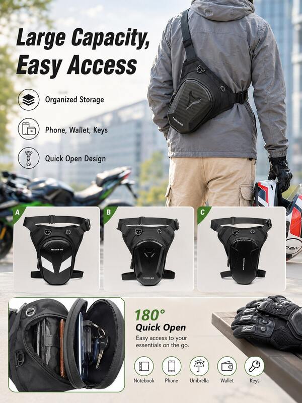 Motorcycle Leg Bag, Unisex Tactical Thigh Bag, Waterproof Hard Shell Riding Waist Bag, Adjustable Shoulder Strap Earphone Hole Waist Bag, Crossbody Hip Bag, Suitable For Riding, Cycling, Hiking, Traveling Motorcycle Accessories
