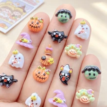 20/40pcs Halloween Resin Stickers - Cute Cartoon Ghosts, Pumpkins, Witches, Expressive Bats And Skull Stickers - DIY Crafts, Planner Decoration, Wedding Supplies - Durable Creative Design, Suitable For Planner Making And Art Projects - Random Assortment - Transparent - View 3