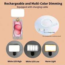 Portable Selfie Fill Light Video Conference Light, With Phone Clip, Clip-On LED Light, Suitable For Video Conferencing, 3 Lighting Modes, Rechargeable, Portable, Suitable For Laptop/Phone/Tablet/Zoom Call/Makeup - Multicolor - View 2