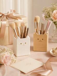 1pc Cute Cat Makeup Brush Holder, Desktop Cosmetic Storage Cup, Suitable For Makeup Brushes, Lipsticks, Eyebrow Pencils, Cute Vanity Storage Box, Makeup Bag Storage, Drawer Storage, Perfect Gift For Women - Multicolor - View 8