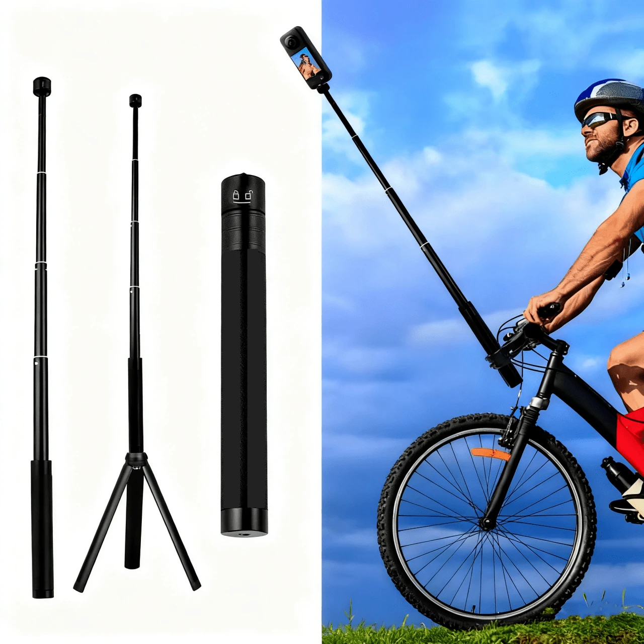 BSLIUFANG Invisible Selfie Stick Bullet Time Set Handle Compatible With Insta 360 X5 X4 GO 3S Ace Pro GO 3 X3 Stick Accessories - View 1