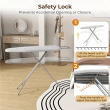 1 pieza Tabla de planchar plegable de tamaño completo con 4 patas para lavandería de Butterslay - Gris y blanco - Ver 4