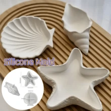 3件組矽膠模具套裝，適用於樹脂和混凝土鑄造 - 貝殼/海螺和海星形狀，非常適合DIY手工藝、珠寶展示盤、水泥蠟燭架、環氧樹脂鑄造模具 - 3PC套裝 - 查看 1