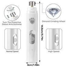 1个宠物电动磨甲器，猫狗指甲修剪器，强劲马达，轻松打磨，金刚石磨轮，经久耐用，3种打磨模式，USB充电，适用于小型/中型/大型宠物，轻松解决宠物指甲问题 - A - 查看 4