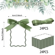 48pcs(Includes 24 Scalloped Bow Seat Cards And 24 Ribbons), Elegant Party Table Decor, Birthday Engagement Dinner Table Decoration, DIY Wedding Seat Cards And Ribbons For Table Setting, New Year, Valentine's Day, Party Events - 24 Sets Of Blank Cards + 24 Ribbons - View 12
