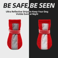 Zapatos para perro pequeño de malla suave color rojo talla L, adecuados para caminar y correr al aire libre en pavimento caliente de verano, botas antideslizantes y protección para las patas - Multicolor - Ver 5