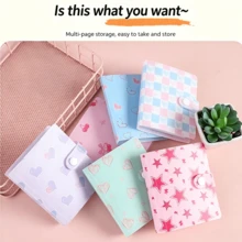 1pc Cute Korean Style Small Card Storage Album, Macaron Heart/Star Print Card Album, Portable Snap Button Mini Collection Photo Album, Suitable For Idol Cards, Bank Cards, Business Cards, ID Card Storage, Etc. - A - View 3