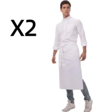 White Full-Length Waist Tie Apron With Front Pocket, Adjustable Professional Chef Apron For Kitchen, Restaurant & Bakery Staff - Multicolor - View 10