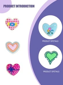 38件組「Love Series」鞋飾裝飾套組,花卉圖案與條紋元素設計,適合送給朋友的禮物 - 粉色 - 查看 11
