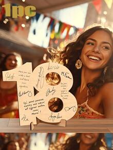 Wooden Number Greeting Card, Suitable For 18 To 80 Years Old Birthday And Anniversary; Features Personalized Handwritten Style Message; Perfect Gift For Both Men And Women; Can Be Used As A Decorative Greeting Card Or Birthday Party Decoration. - Multicolor - View 1