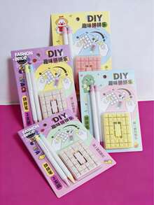 4PCS DIY Letter Building Block Gel Pen, 0.5mm Fine Point Retractable Black Ink Pen With Customizable Alphabet Blocks, Creative Block Puzzle Decorative Stationery For Journaling & Note Taking, Back To School Gift - Multicolor - View 6