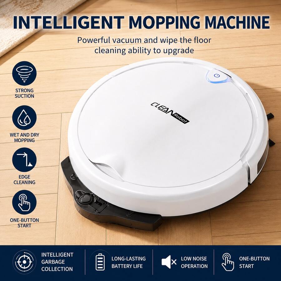 Fully Automatic Smart Vacuum Cleaner, Designed For Home Use, High-Efficiency Vacuum Cleaner With 3-In-1 Sweeping, Suction, And Mopping Functions, Comprehensive Cleaning Of Home Environment. Equipped With Advanced Smart Navigation System, Precise Cleaning Route Planning, Automatic Obstacle Avoidance, Powerful Suction Combined With Smart Mopping, Easily Handles Various Floor Stains - Multicolor - View 1