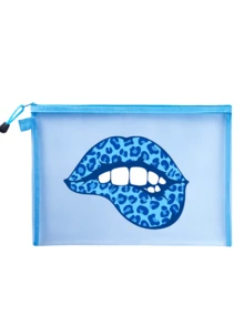 Fashion Leopard Print Lip-Shaped Mesh Beach Bag, Portable Mesh Makeup Bag, Zipper Travel Organizer - Lightweight, Fade-Resistant Cosmetic And Toiletry Bag, Suitable For Men And Women, Ideal Gift For Mothers, Teachers, Friends, Nurses, Essential For School, Vacation, Travel, Perfect For Teacher's Day And Back To School Season,Back To School - Multicolor - View 14
