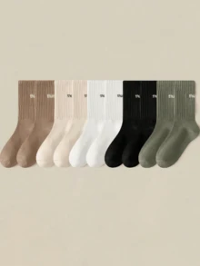 40/30/20 Pasang Kaos Kaki Pria Warna Polos dengan Huruf di Tumit, Dipersonalisasi, Panjang Setengah Betis 5/10/15 Pasang - MultiWarna - View 1