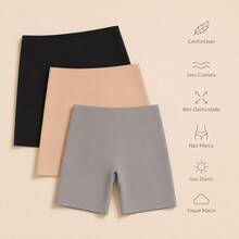 KIT 2 Short Segunda Pele Feminino Sem Costura Bermuda Modeladora Confortável Poliamida Calcinha Compressão Cinta Define Lingerie - 2 Preto - Visão 7