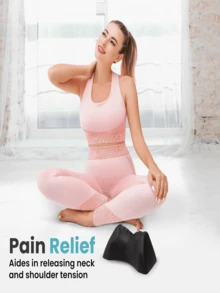 1pc PU Foam Cervical Traction Pillow Neck Support Relaxation Sleep Aid Pillow - Black - View 6