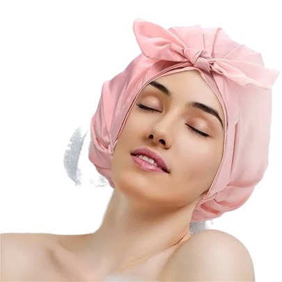 1pc Women's Shower Cap, Adjustable Bowknot Bath Cap, Reusable Waterproof Headscarf Style Shower Cap, Hair Spa Bathing Home Travel Waterproof Shower Cap, Women's Spa Salon Hair Cap