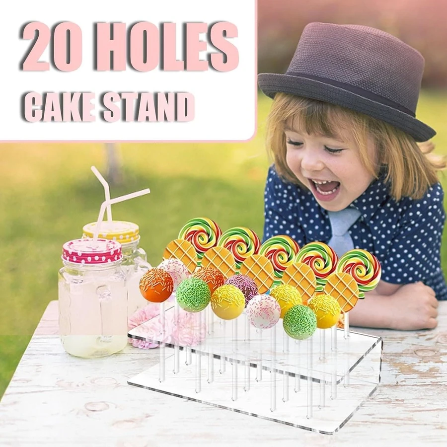 2pcs Cake Lollipop Holders, Acrylic Lollipop Display Stand, 20-Hole Cake Lollipop Holder, Suitable For Wedding, Baby Shower, Birthday, Party - View 1