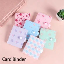 1pc Cute Korean Style Small Card Storage Album, Macaron Heart/Star Print Card Album, Portable Snap Button Mini Collection Photo Album, Suitable For Idol Cards, Bank Cards, Business Cards, ID Card Storage, Etc. - A - View 1