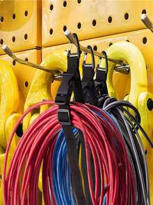 4 piezas Correas ajustables para manguera de jardín, Organizador de cables de extensión de alta resistencia, Correas de almacenamiento colgante para garaje y taller, Bridas reutilizables para gestión de cables - Resistente y duradero - Ver 1