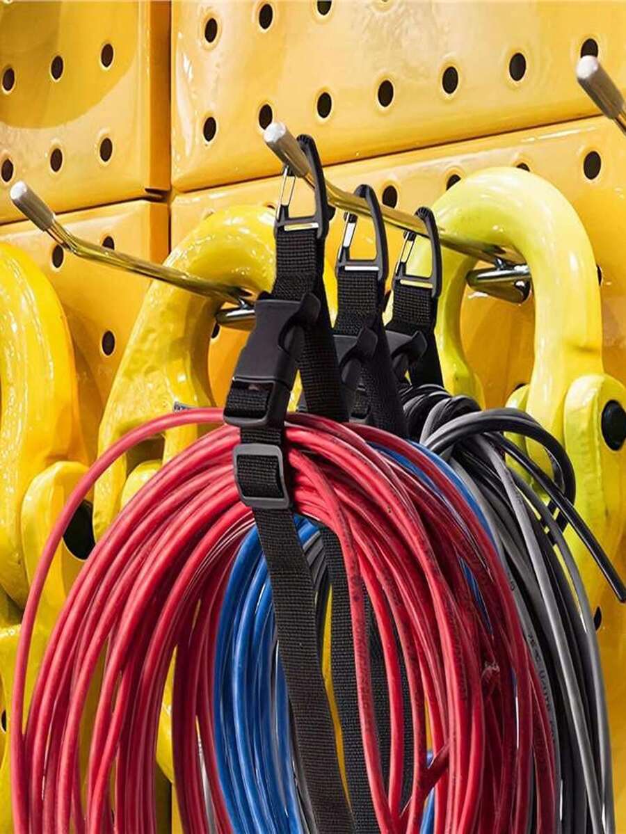4 piezas Correas ajustables para manguera de jardín, Organizador de cables de extensión de alta resistencia, Correas de almacenamiento colgante para garaje y taller, Bridas reutilizables para gestión de cables - Resistente y duradero - Ver 1