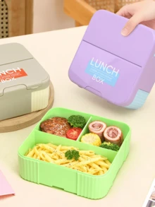 This Macaron Color Block Lunch Box Is Made Of PP Material, Features A Portable Design, Built-In Utensils, Leak-Proof Seal, And Is Suitable For Back To School, Office, Picnic, Camping, Travel And Daily Use - Multicolor - View 4