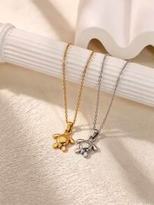 1pc Summer Ocean Style Sea Turtle Pendant Necklace, Silver Stainless Steel Chain, Vacation Style Accessory, Beach Trip Daily Gift - How Much 1 - View 3