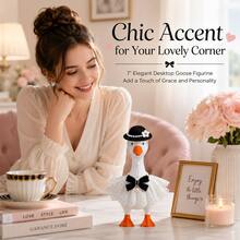 7 Inch Desktop Goose Dress-Up Set - Cute Spring/Summer Mini Desktop/Car Goose Outfit With Dress, Hat, Necklace - Mini Porch Goose Clothes Accessories For Home Office Decor (Goose Statue Not Included) - A - View 5