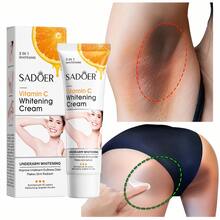 SADOER 1件維生素C腋下美白霜，去除腋下暗沉，深層滋潤，均勻膚色，適用於腋下、膝蓋及其他部位，含甘油和維生素C，淡化暗沉，保濕平滑美白身體乳液 - 多款 - 查看 3