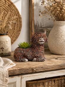 Highland Cow Succulent Planter Cute Resin Yak Animal Flower Pot Indoor Desk Garden Decor Gift - Highland Cow Planter - View 8
