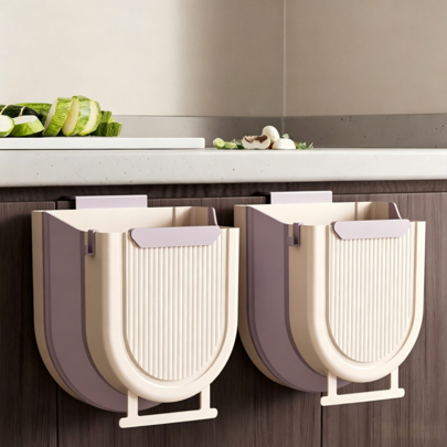 1 Piece Hanging Folding Storage Bucket. Foldable To Save Space, Convenient For Disposing Of Kitchen Waste, Odor-Proof And More Hygienic.