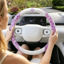 Car Steering Wheel Cover, Lace Pattern With Napa Leather Patchwork, Rubber Inner Ring, 15 Inch Universal, Breathable And Non-Slip, Suitable For Cars And SUVs, Girly Style Car Accessories, Car Interior Decor - F104 - View 11