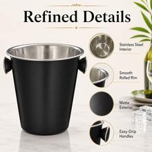 25cm Beverage Ice Bucket, Black Body With Stainless Steel Inner Liner, Desktop Ice Bucket With Side Handle - View 4