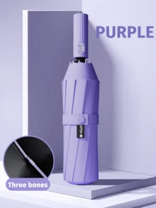 Paraguas automático unisex, varillas reforzadas, plegable, portátil, protección UV duradera, uso en todo tipo de clima (se puede personalizar la tela del paraguas, el color de las varillas, el diseño de patrón de letras en inglés, la forma y el color del botón) - Multicolor - Ver 12