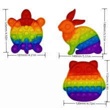 2/4er Set tierförmige Push Pop Fidget Spielzeug, Silikon Regenbogen Tier Push Pop Fidget Spielzeug Set, Geburtstagsgeschenk, Oster-Ei-Füller, Weihnachtsgeschenk, Autismus Kinder Französisch Lern Push Pop Blasen Sensorik Spielzeug - Verschiedenfarbig - Übersicht 9